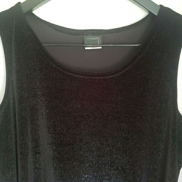 Vintage Studio Black Sparkle Sleeveless Tank Pull-on Made in USA Women's Size L - Picture 3 of 9